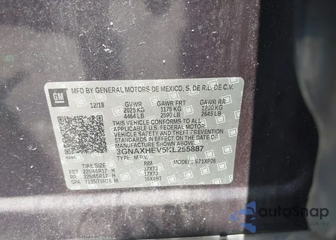 2019 Chevrolet Equinox Ls из США, поврежденный, VIN 3GNAXHEV5KL255887